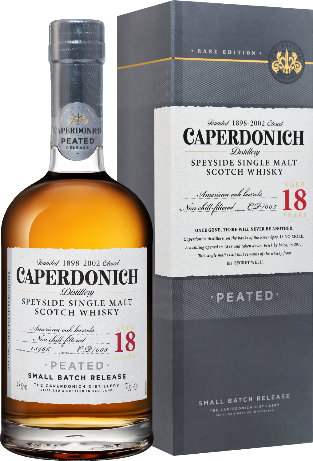 Caperdonich Speyside Peated Single Malt Scotch Whisky 18 y.o. (gift box) the glenrothes 18 y o speyside single malt scotch whisky gift box