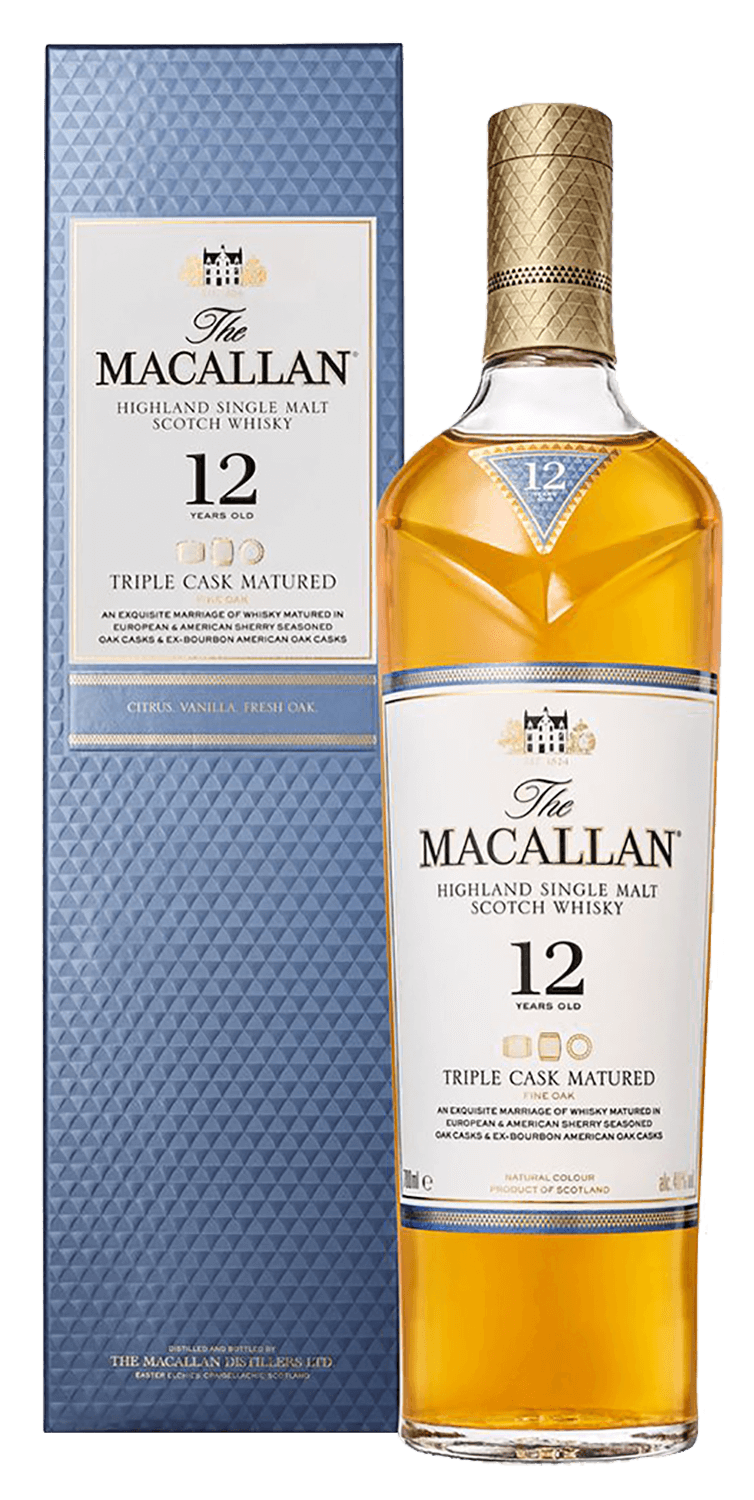 Macallan Triple Cask Matured 12 y.o. Highland single malt scotch whisky (gift box) macallan double cask highland single malt scotch whisky 15 y o gift box