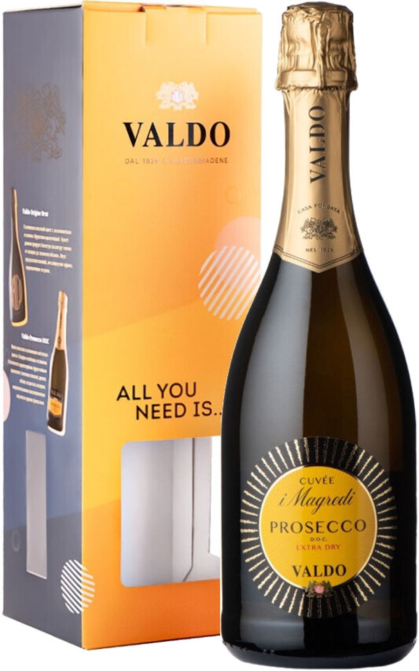 Вальдо Кюве и Магреди Просекко DOC Экстра Драй в подарочной упаковке 0.75&nbsp;л