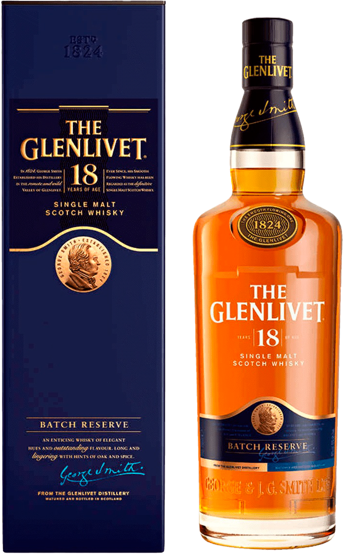 Виски The Glenlivet Single Malt Scotch Whisky 18 y.o. (gift box) 0.7 л  (Гленливет Сингл Молт 18 Лет солодовый виски в подарочной упаковке), купить  в магазине в Тюмени - цена, отзывы