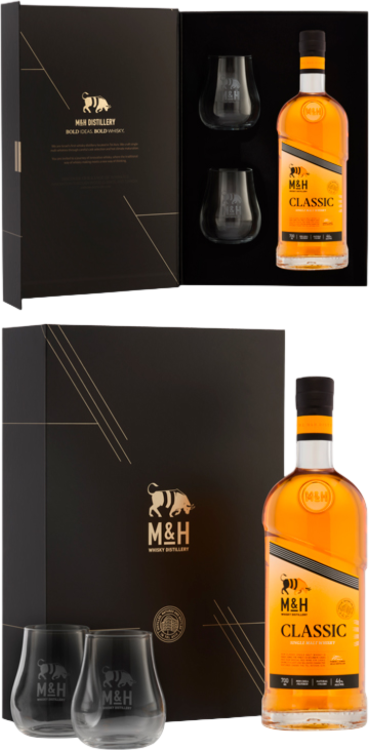 Эм энд Эйч Классик Солодовый Виски в подарочной упаковке с двумя бокалами 0.7&nbsp;л