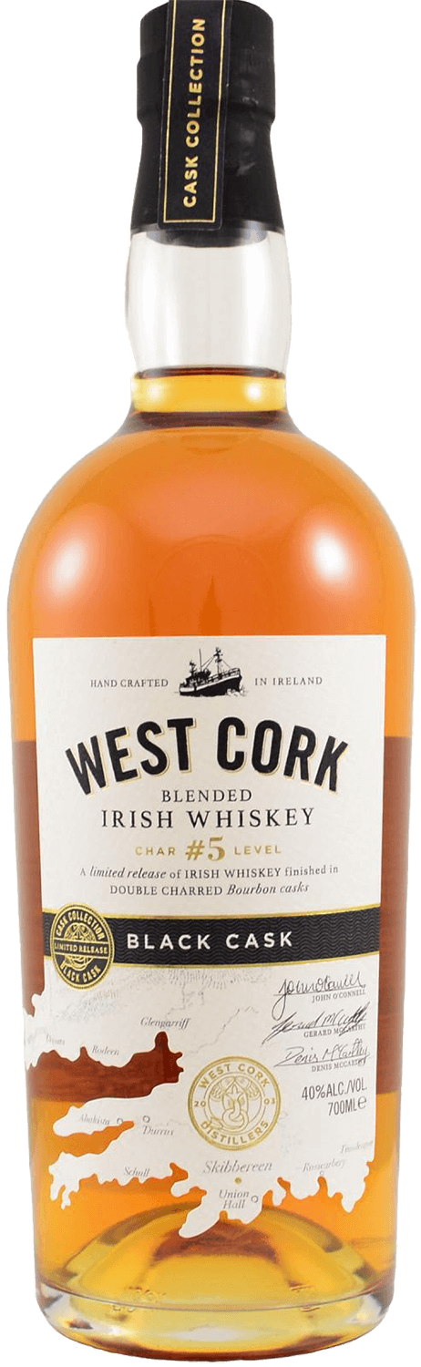 West Cork Black Cask Blended Irish Whiskey west cork small batch rum cask finished single malt irish whiskey
