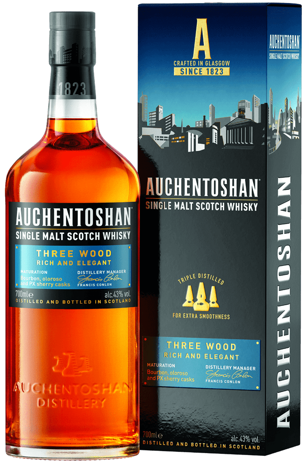 Auchentoshan Three Wood Single Malt Scotch Whisky (gift box) auchentoshan single malt scotch whisky 12 y o gift box