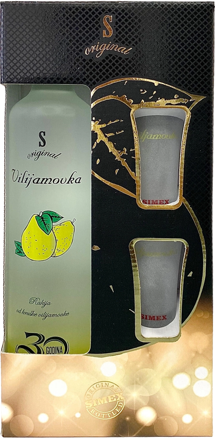 Rakija Vilijamovka Simex Original (gift box with 2 glasses)