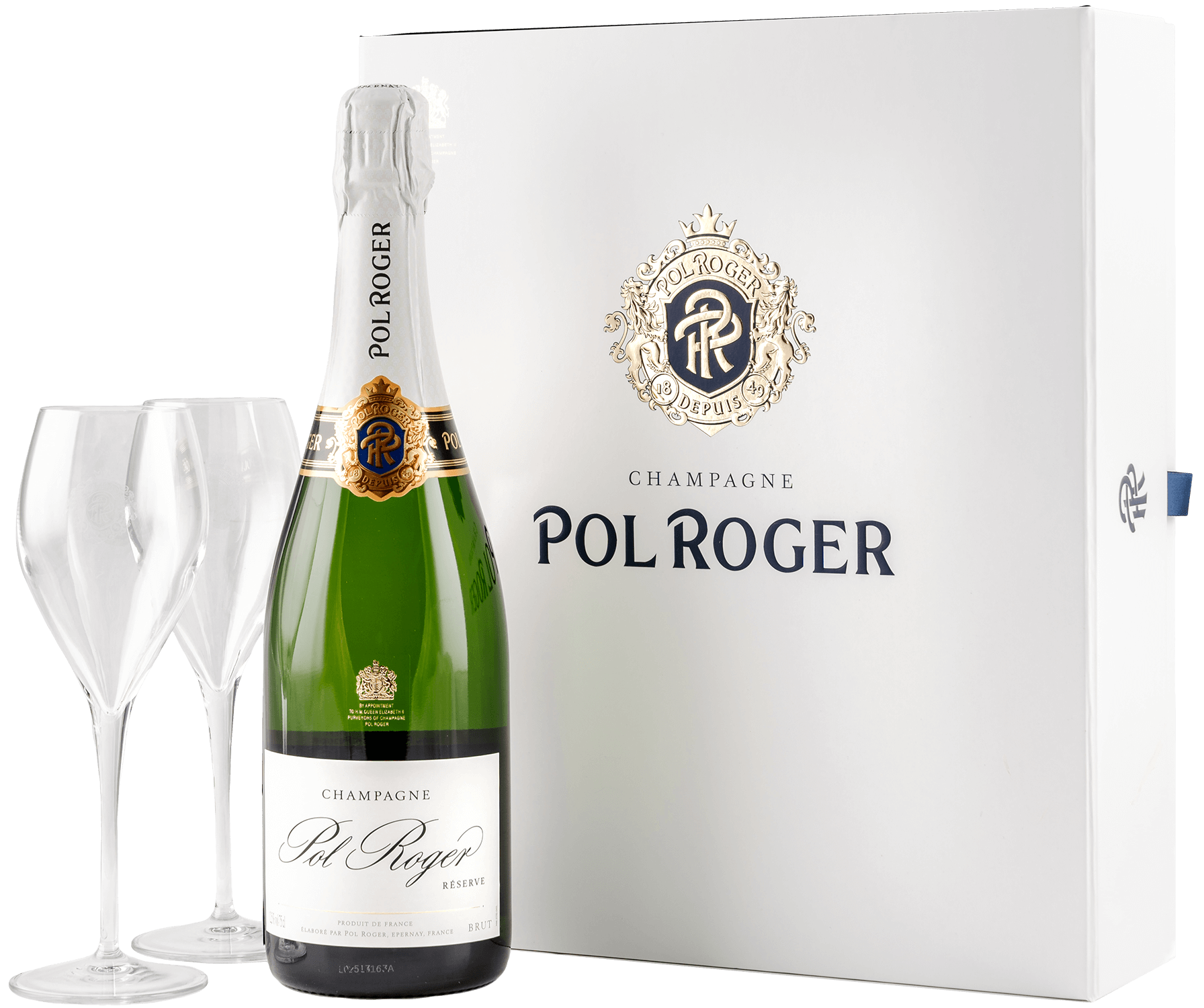 Pol Roger Reserve Champagne AOC (gift box with 2 glasses)