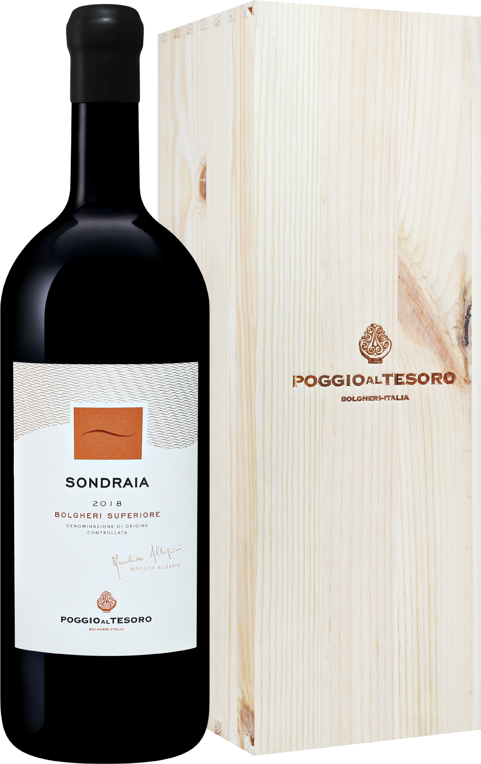 Сондрайа Болгери Супериоре DOC Поджо Аль Тезоро в подарочной упаковке 2018 1.5&nbsp;л