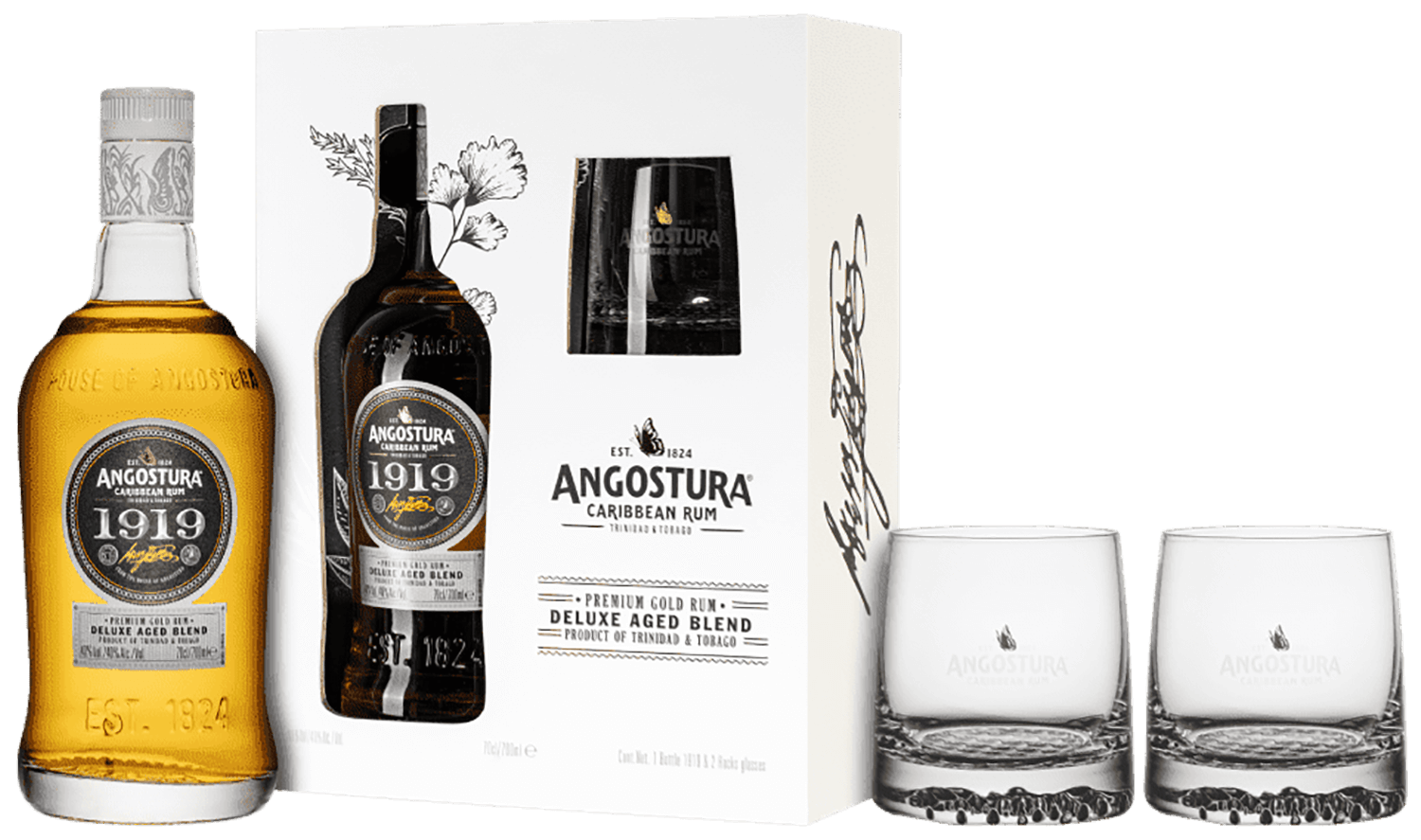 Angostura 1919 (gift box with 2 glasses) onegin gift box with 4 glasses