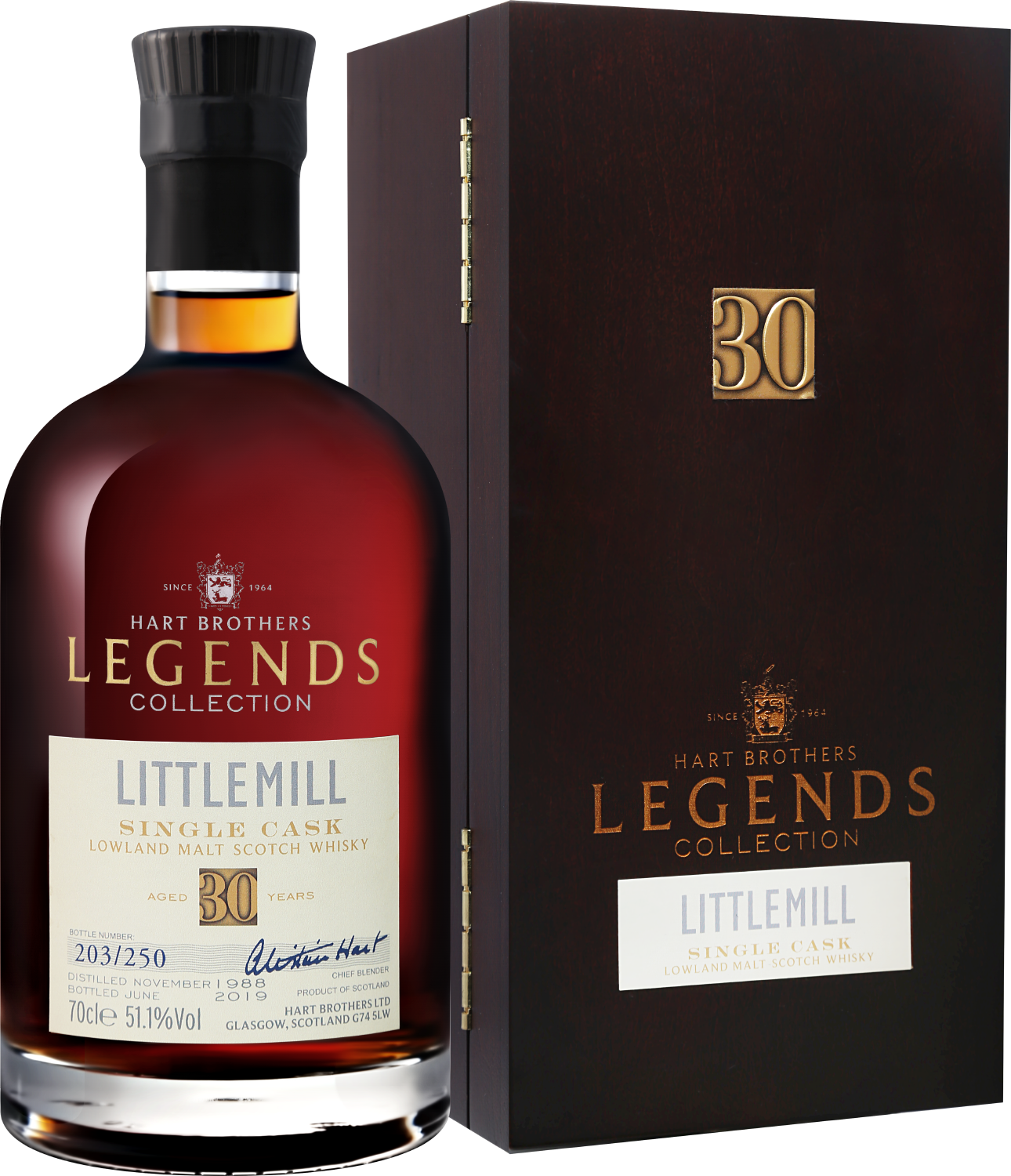 Hart Brothers Legends Collection Littlemill Lowland Single Cask Malt Scotch Whisky 30 y.o. (gift box)