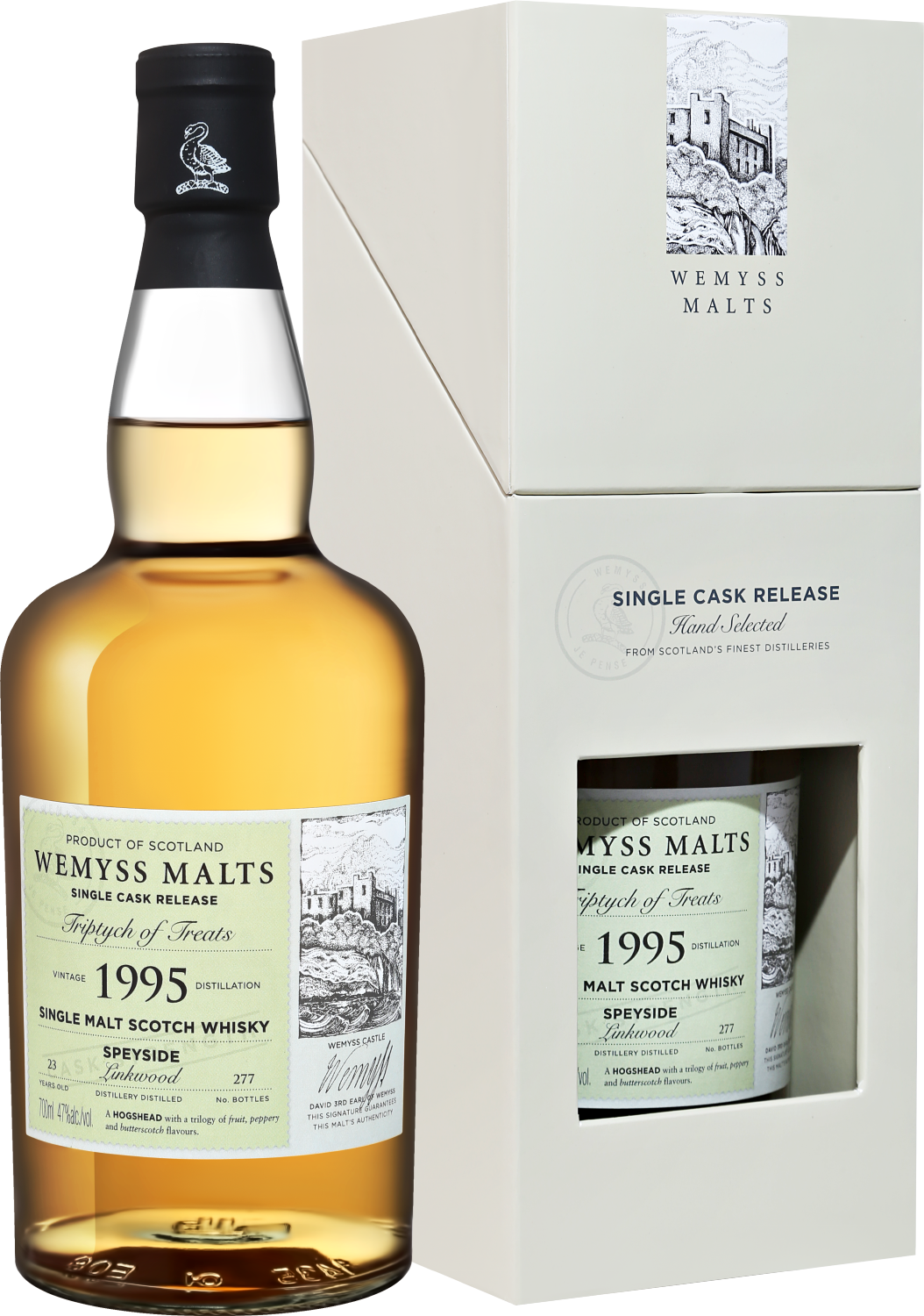 Wemyss Malts Triptych Of Treats Linkwood 1995 Speyside Single Cask Single Malt Scotch Whisky 23 y.o. (gift box)
