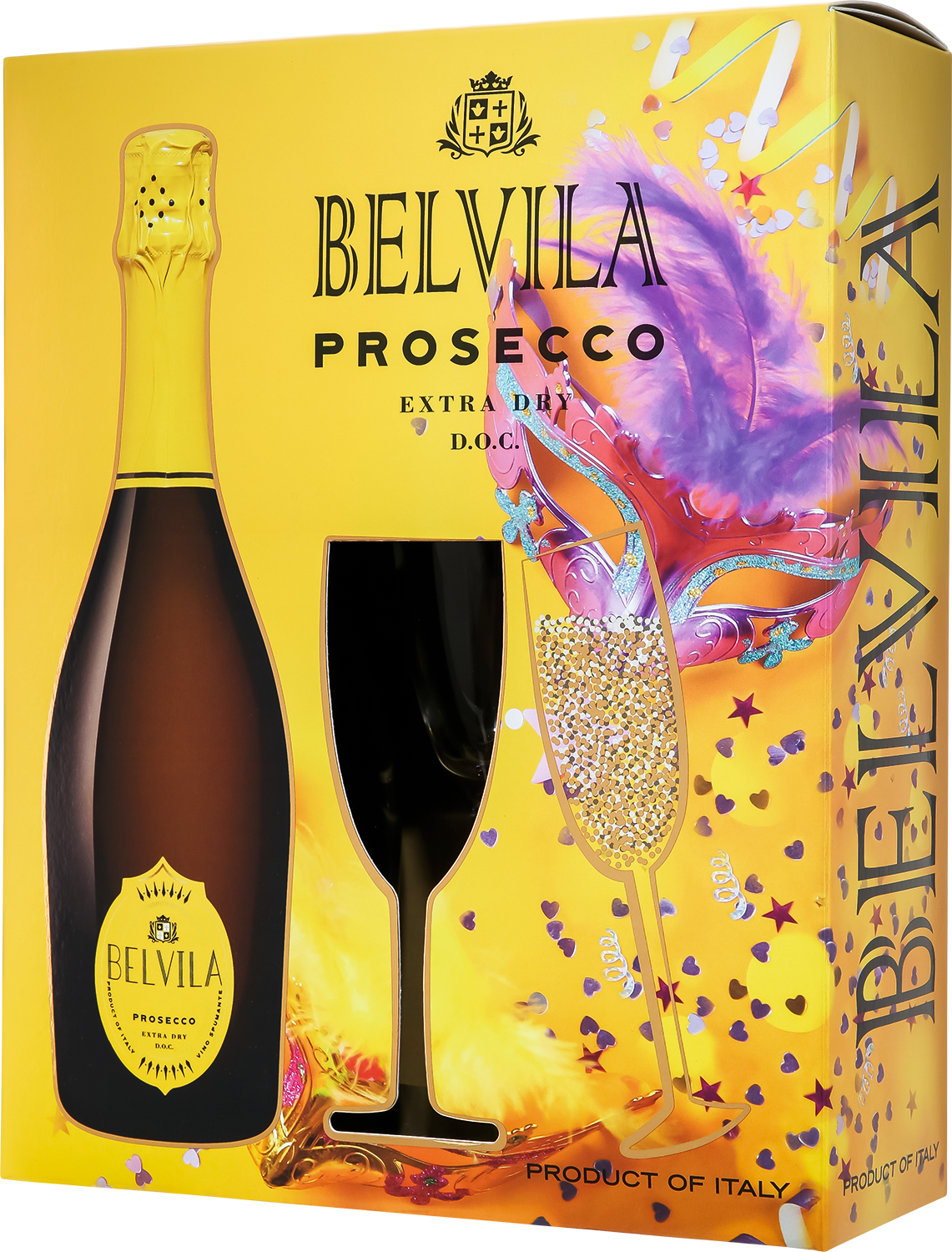 Belvila Prosecco DOC Spumante Extra Dry Villa Degli Olmi (gift box with 2 glasses)