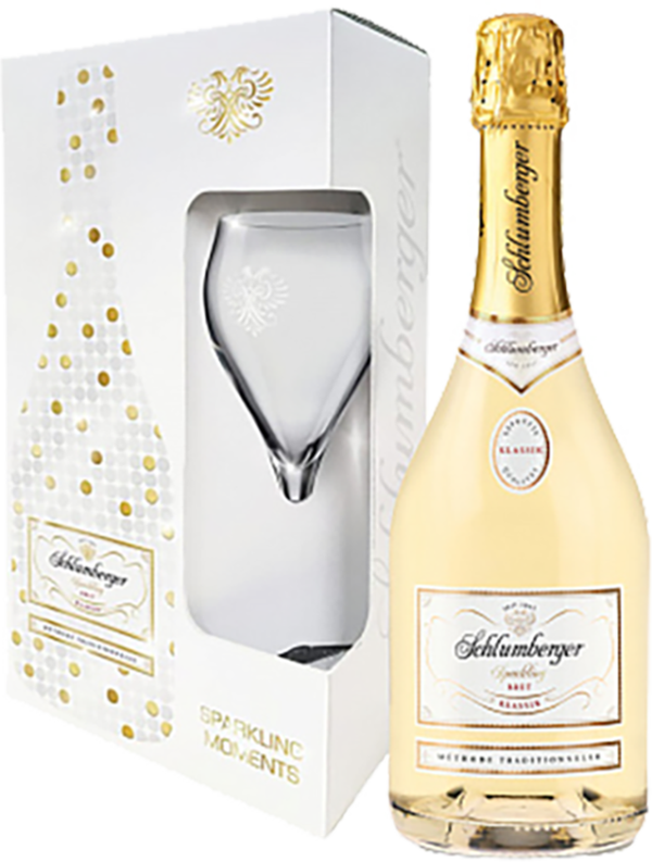 Шлюмбергер Брют Классик в подарочной упаковке с бокалом 0.75&nbsp;л
