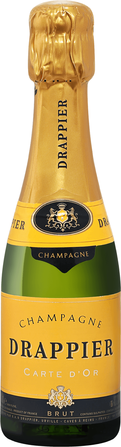 Drappier Carte d’Or Brut Champagne AOP drappier carte d’or brut champagne aop in gift box with two glasses