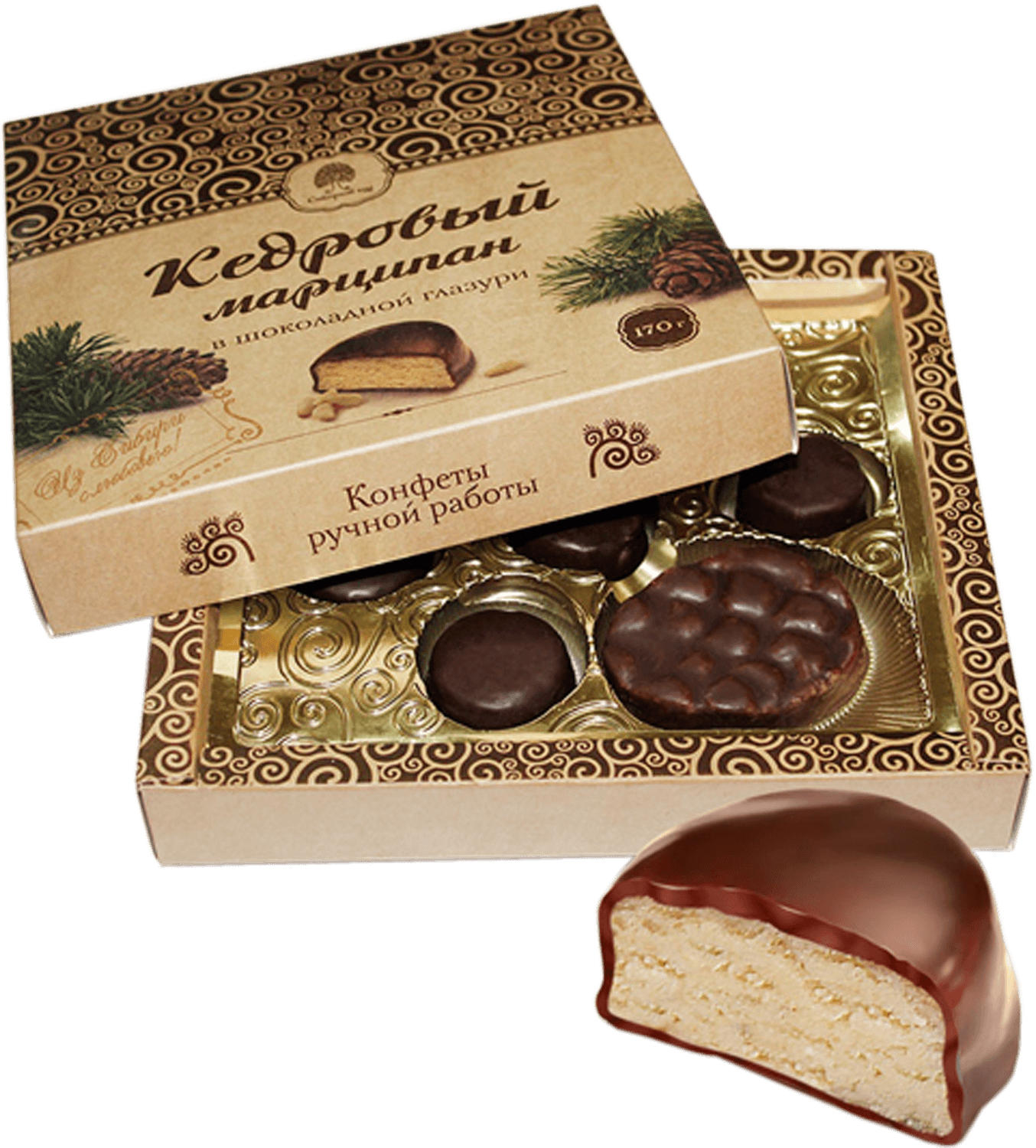 Марципан кедровый в шоколадной глазури Сибирский Кедр 170г