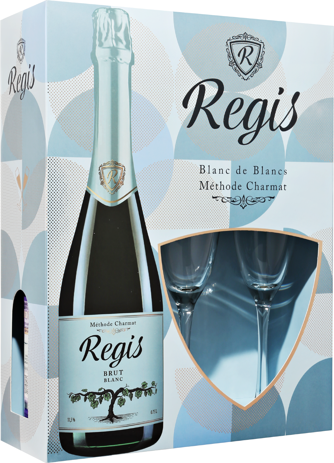 Regis Brut Blanc Erevаnskij Shаmpаjn Ginineri Gortsаrаn (gift box with 2 glasses)