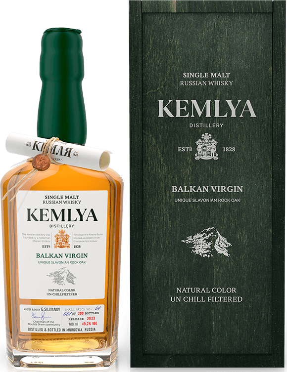 Kemlya Balkan Virgin Single Malt Russian Whisky (in wooden box)
