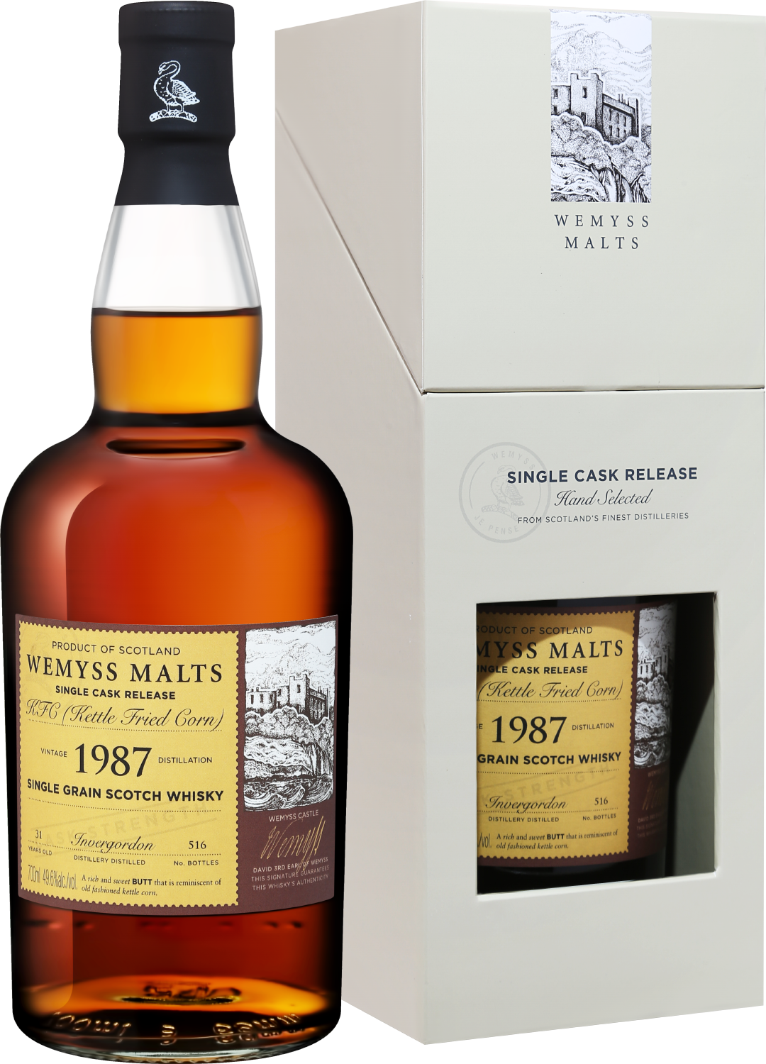 Wemyss Malts Kettle Fried Corn 1987 Invergordon Single Cask Single Grain Scotch Whisky 31 y.o. (gift box)