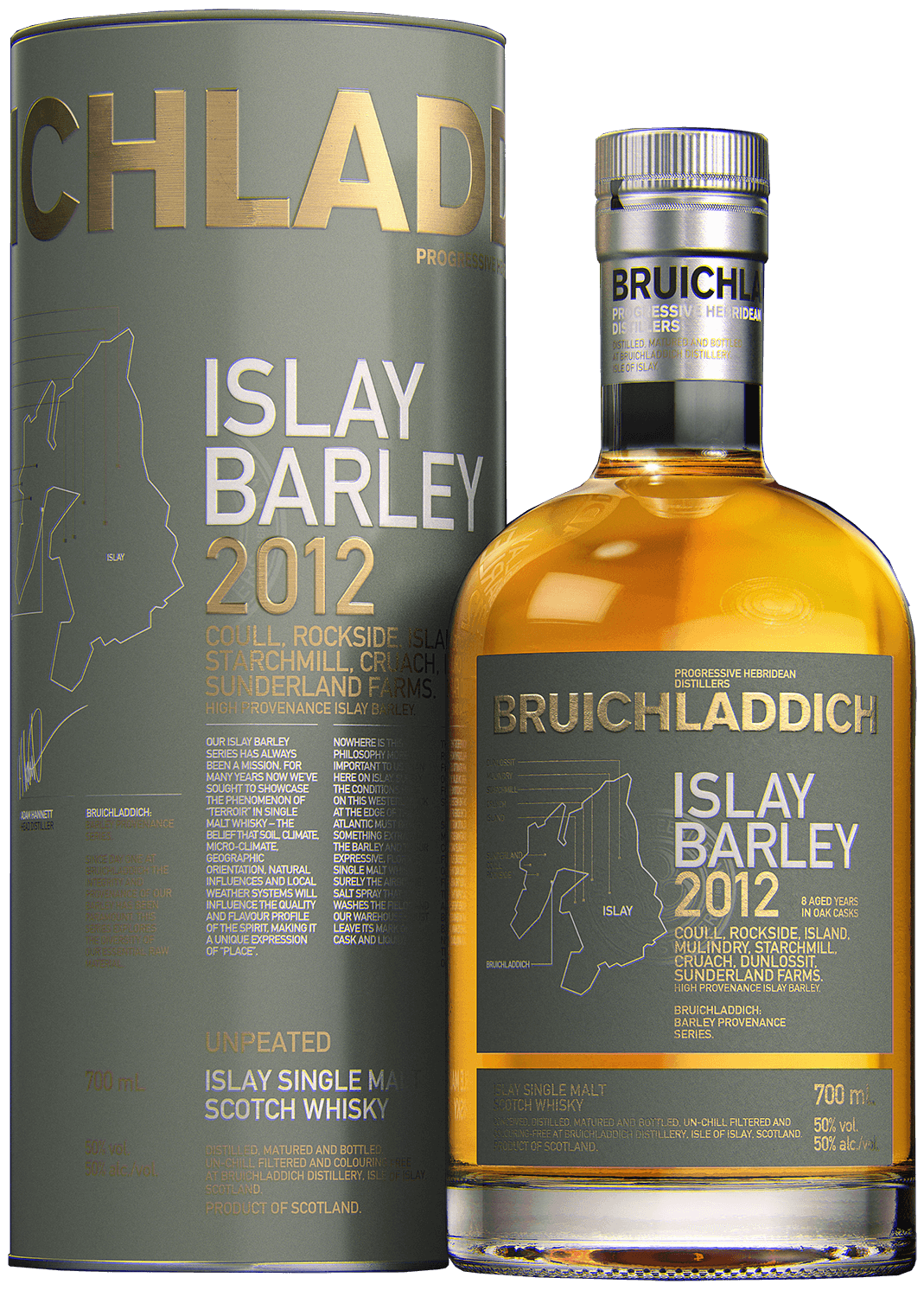 Bruichladdich Islay Barley single malt scotch whisky (gift box) bowmore islay single malt scotch whisky 12 y o gift box