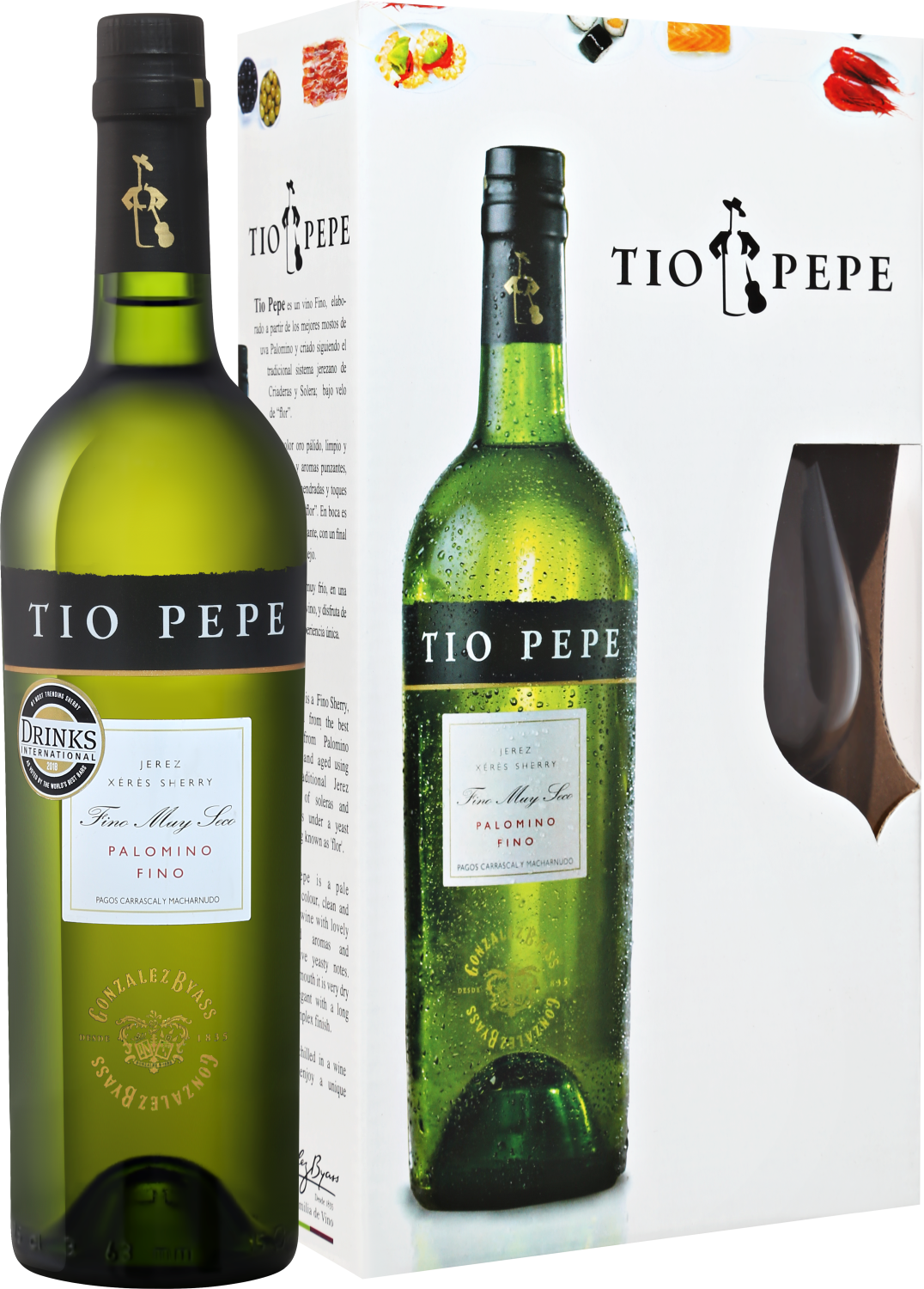 Tio Pepe Palomino Fino Jerez DO Gonzalez Byass (gift box with a glass)