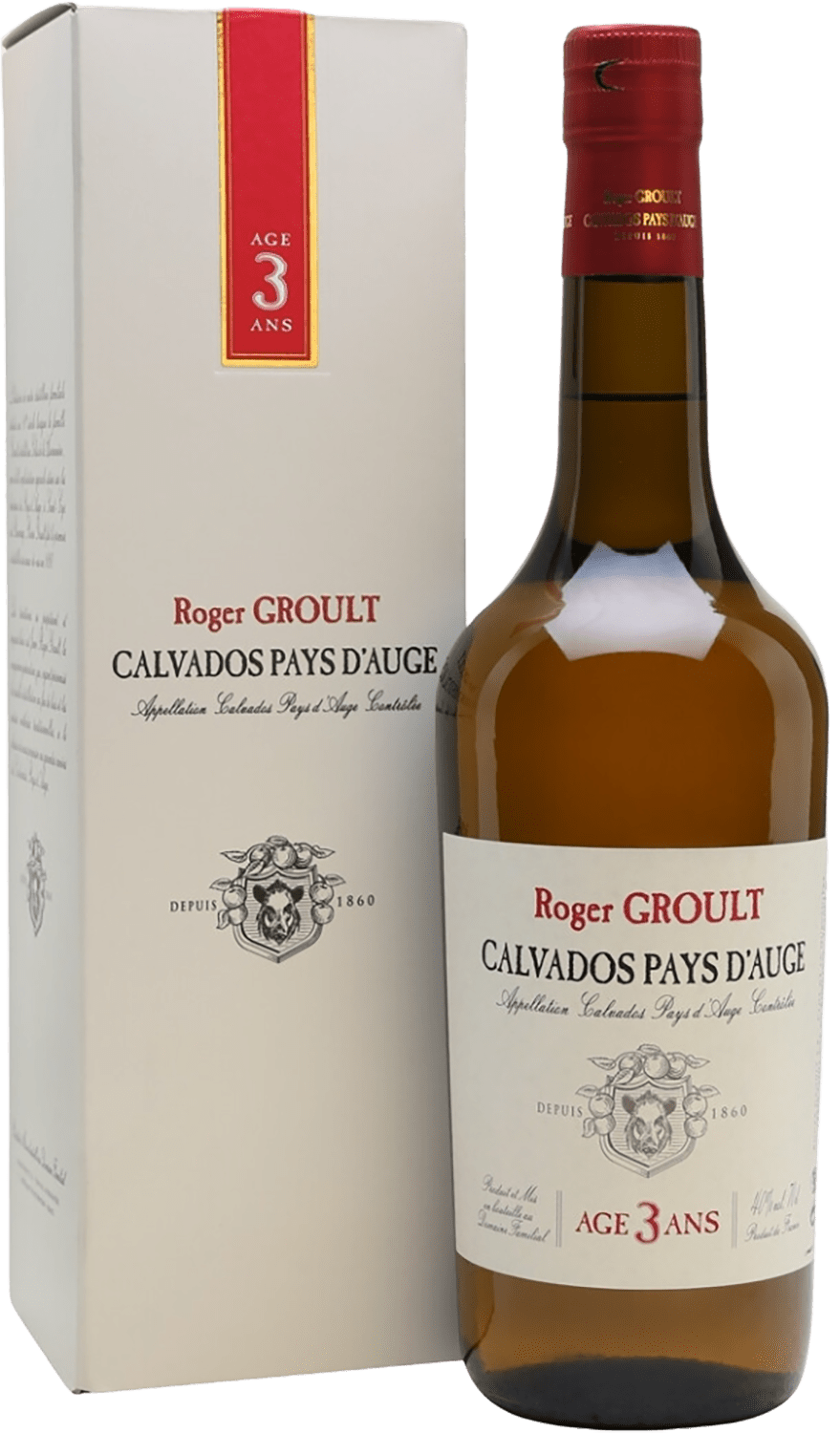 Calvados Pays D'Auge AOC 3 ans Roger Groult (gift box) age d or calvados pays d auge aoc roger groult gift box