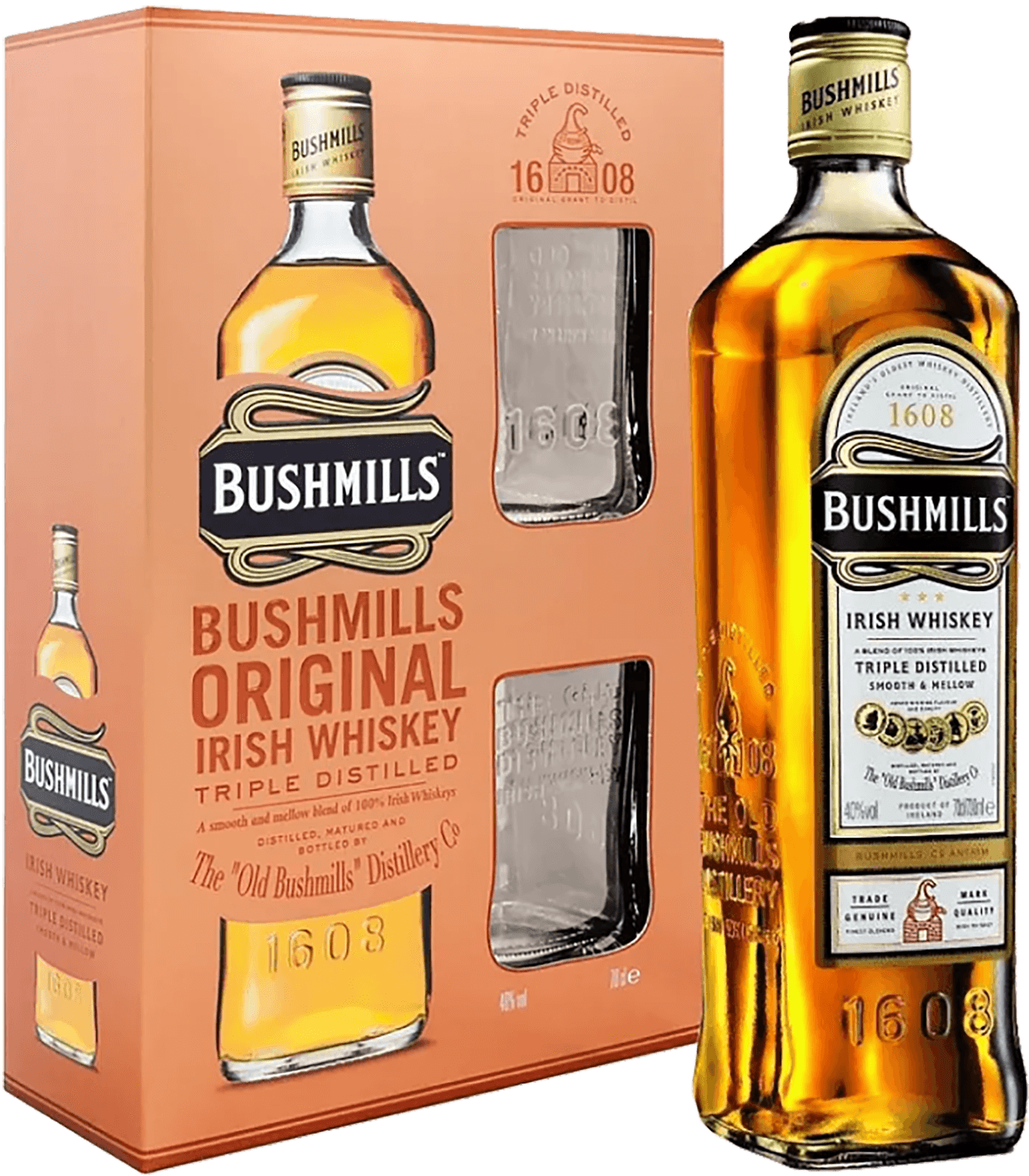 Bushmills Original Blended Irish Whiskey (gift box with 2 glasses) lambay malt irish whiskey 3 y o gift box