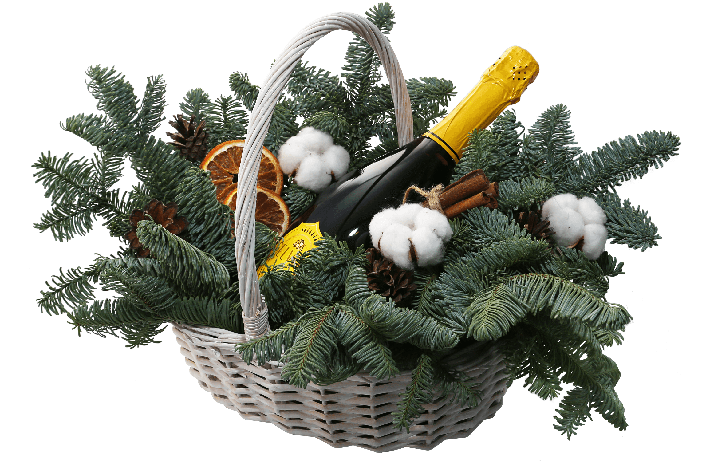 Подарочная Корзина из Ивовой Лозы малая с рождественским декором