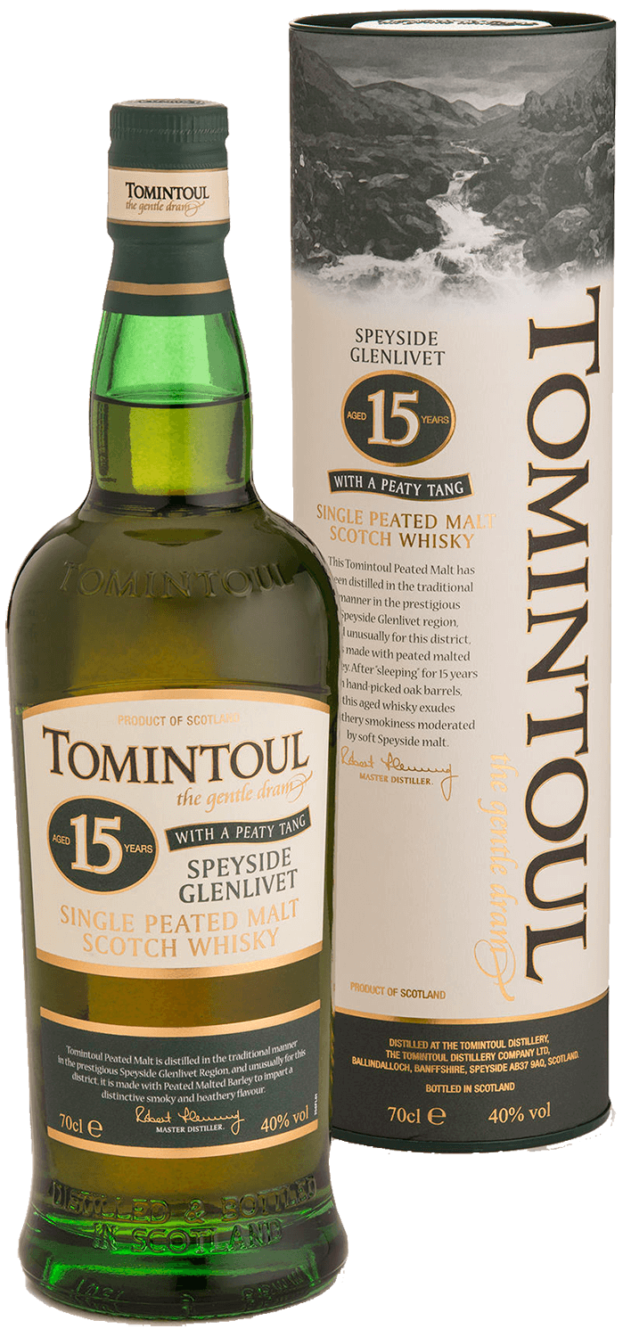 Tomintoul Speyside Glenlivet Peaty Tang Single Malt Scotch Whisky 15 y.o. (gift box)