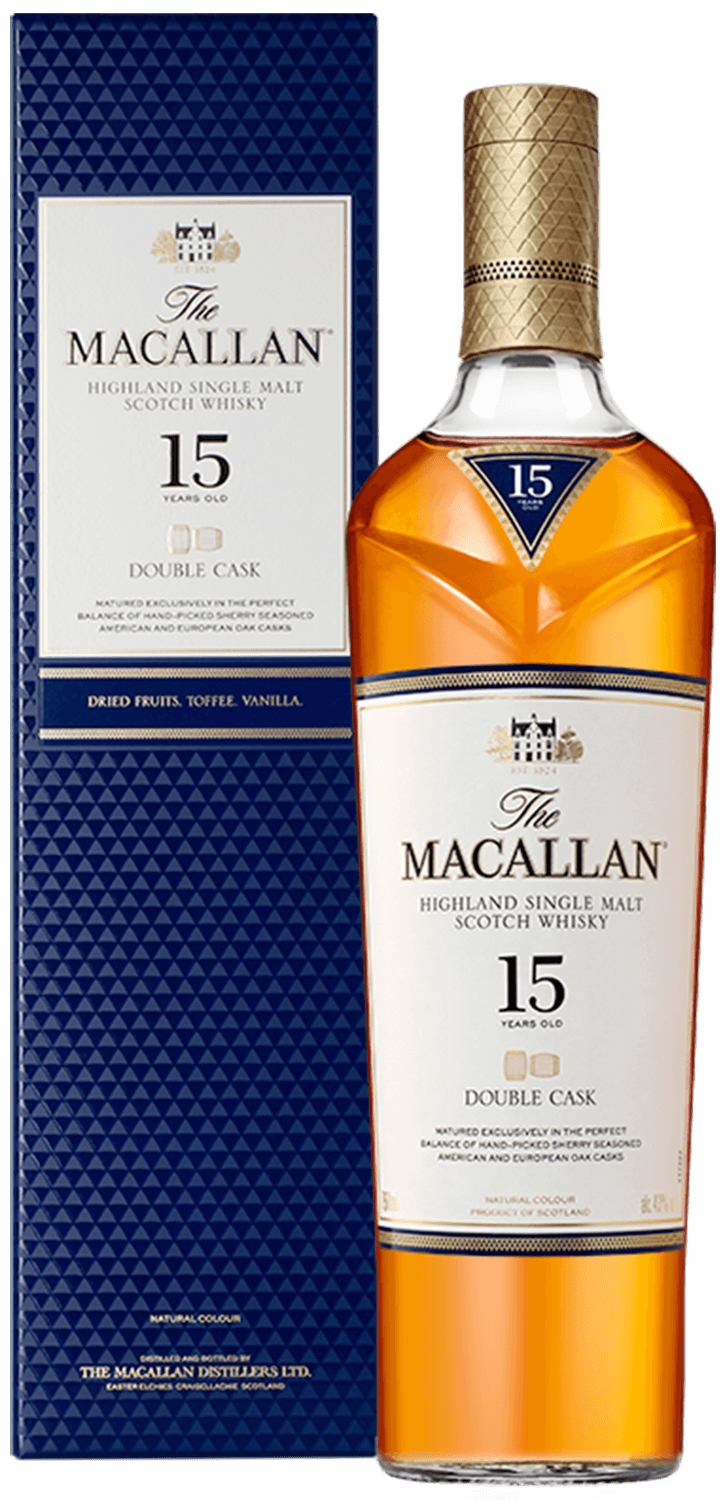 Macallan Double Cask 15 y.o. Highland single malt scotch whisky (gift box) macallan triple cask matured highland single malt scotch whisky 12 y o