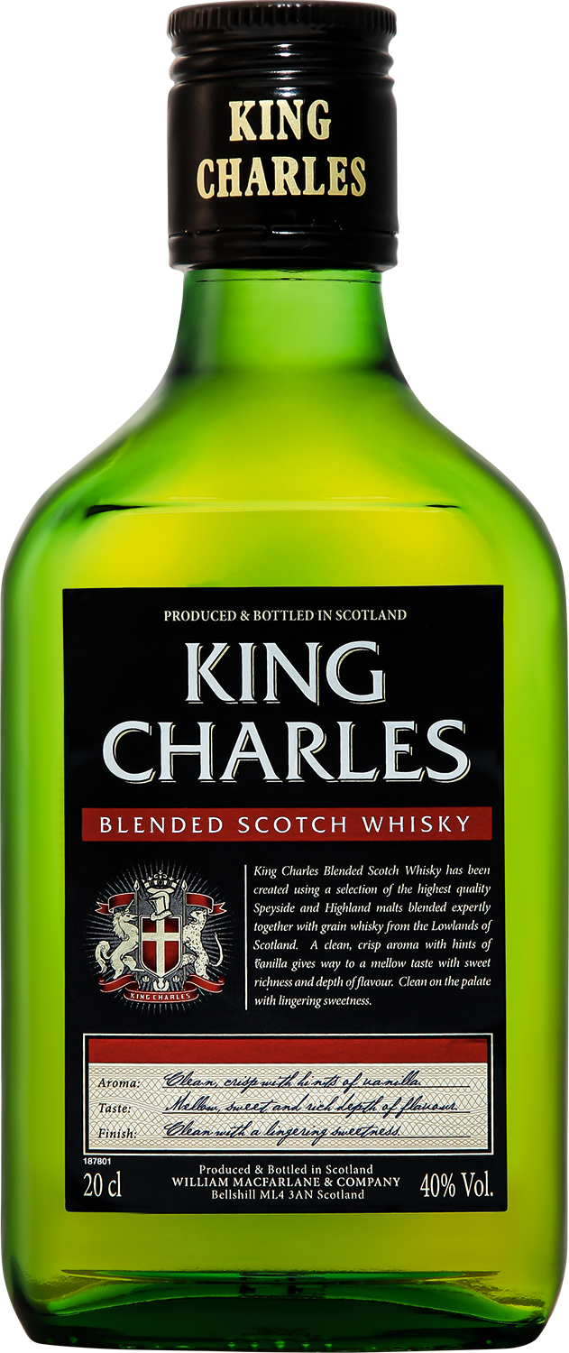 Виски King Charles Blended Scotch Whisky 0.2 л (Кинг Чарльз Блендед  купажированный виски), купить в магазине в Иркутске - цена, отзывы