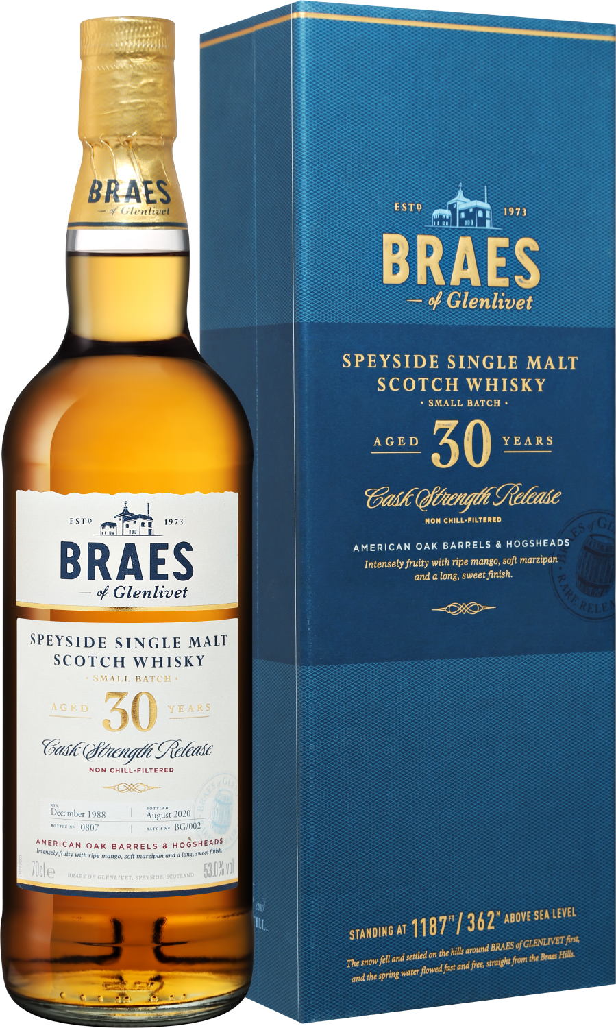 Braes of Glenlivet Speyside Glenlivet Small Batch Single Malt Scotch Whisky 30 y.o. (gift box)