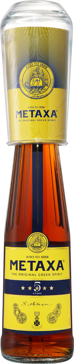 Метакса 5 звезд с бокалом 0.7&nbsp;л