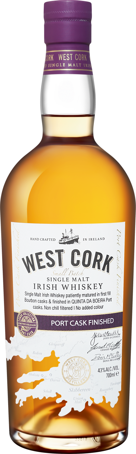 West Cork Small Batch Port Cask Finished Single Malt Irish Whiskey lambay small batch blend irish whiskey 4 y o