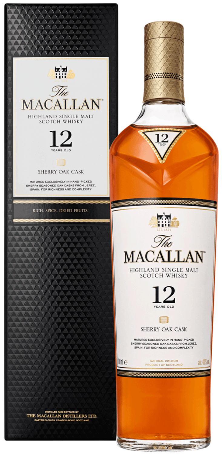 Macallan Sherry Oak Cask 12 y.o. Highland single malt scotch whisky (gift box) macallan triple cask matured highland single malt scotch whisky 12 y o