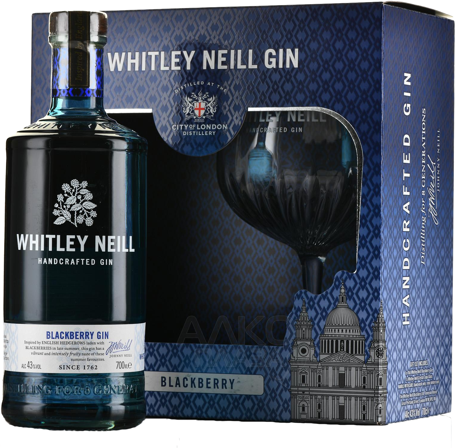 Whitley Neill Blackberry Handcrafted Dry Gin (gift box with glass)