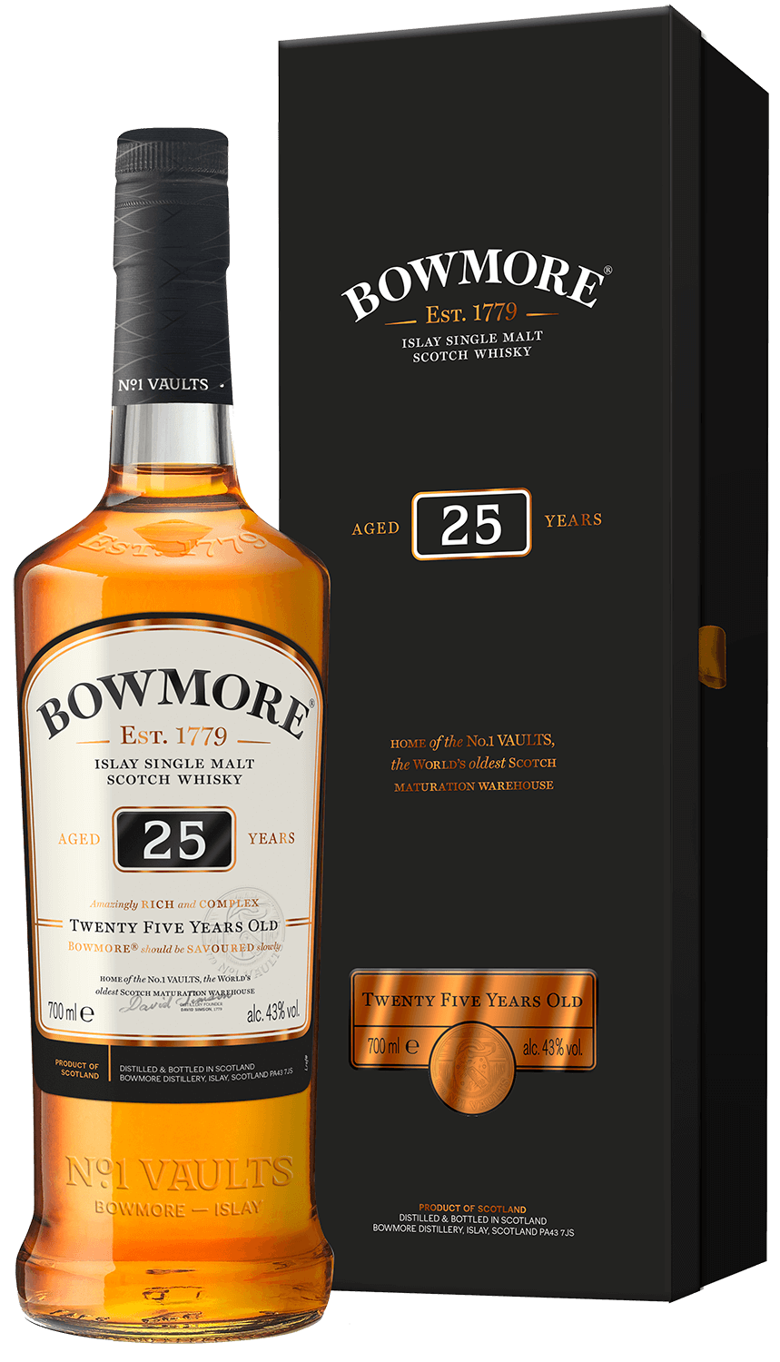 Bowmore 25 y.o. Islay single malt scotch whisky (gift box) bowmore 15 y o islay single malt scotch whisky gift box