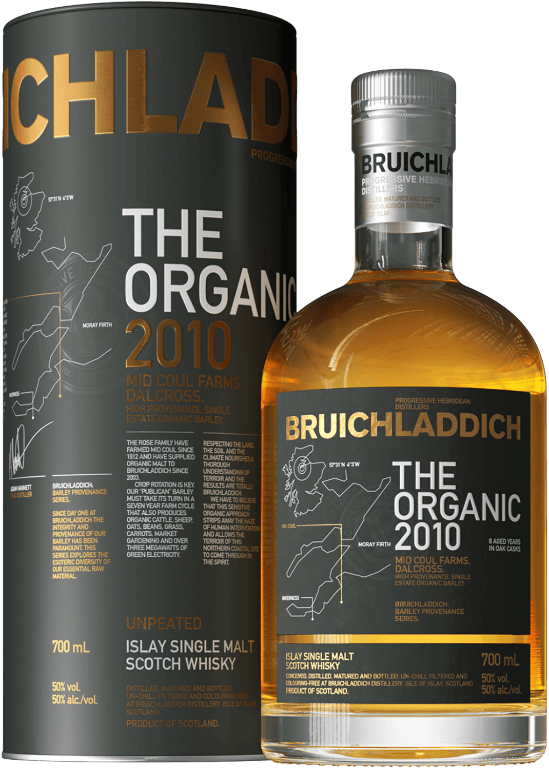 Bruichladdich Organic Islay single malt scotch whisky (gift box) bowmore islay single malt scotch whisky 12 y o gift box