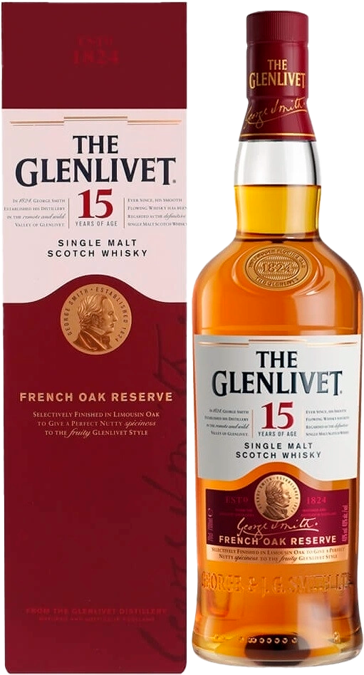 The Glenlivet 15 y.o. The French Oak Reserve single malt scotch whisky (gift box)