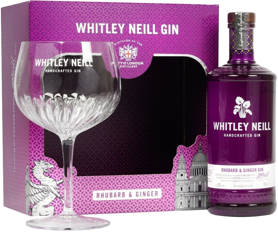Whitley Neill Rhubarb and Ginger Handcrafted Dry Gin (gift box with glass)