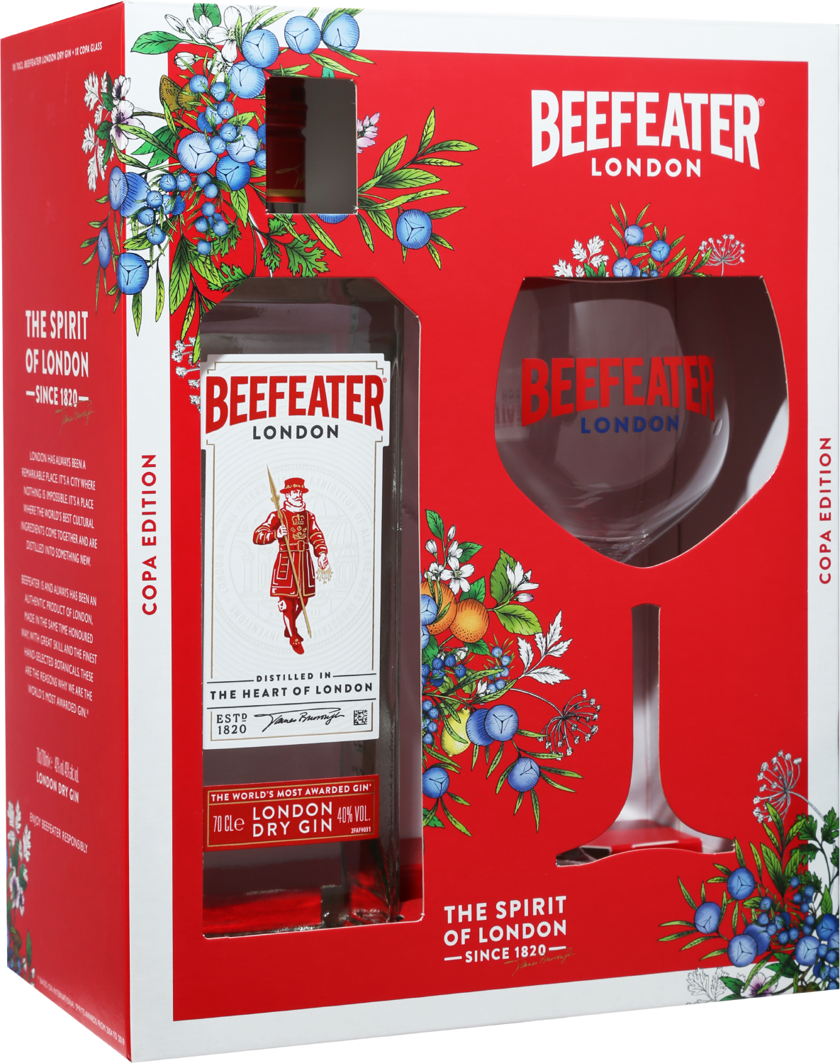 Beefeater London Dry Gin (gift box with glass) the london 1 original blue gin gift box