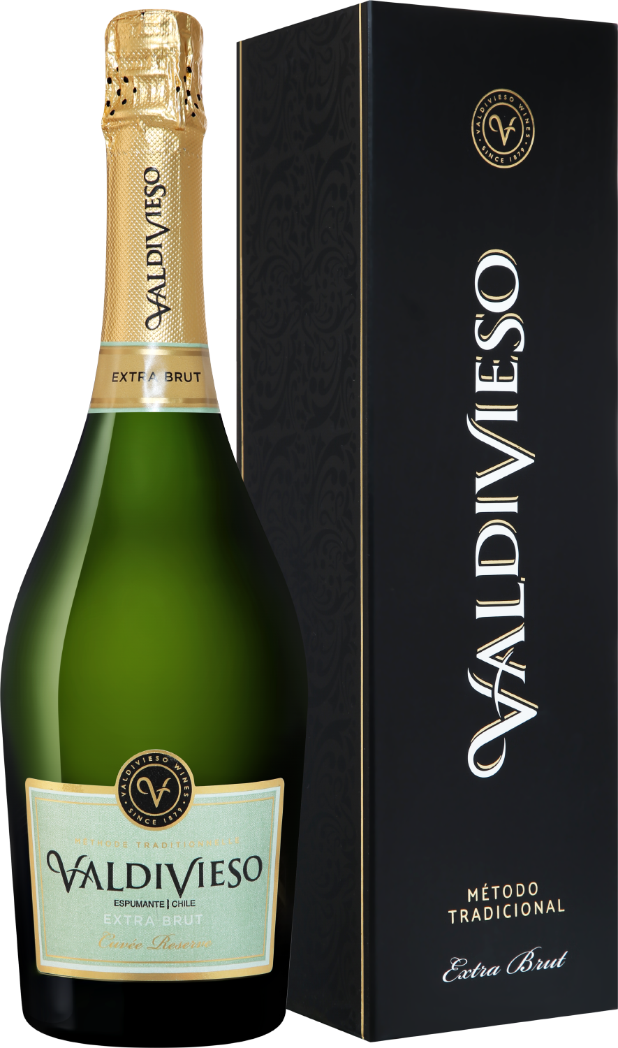 Игристое вино белое экстра брют Valdivieso Extra Brut Cuvee Reserve Vina  Valdivieso (gift box) урожая 2018 года 0.75 л (Вальдивиесо Экстра Брют Кюве  Резерв Винья Вальдивиесо в подарочной упаковке), купить в магазине