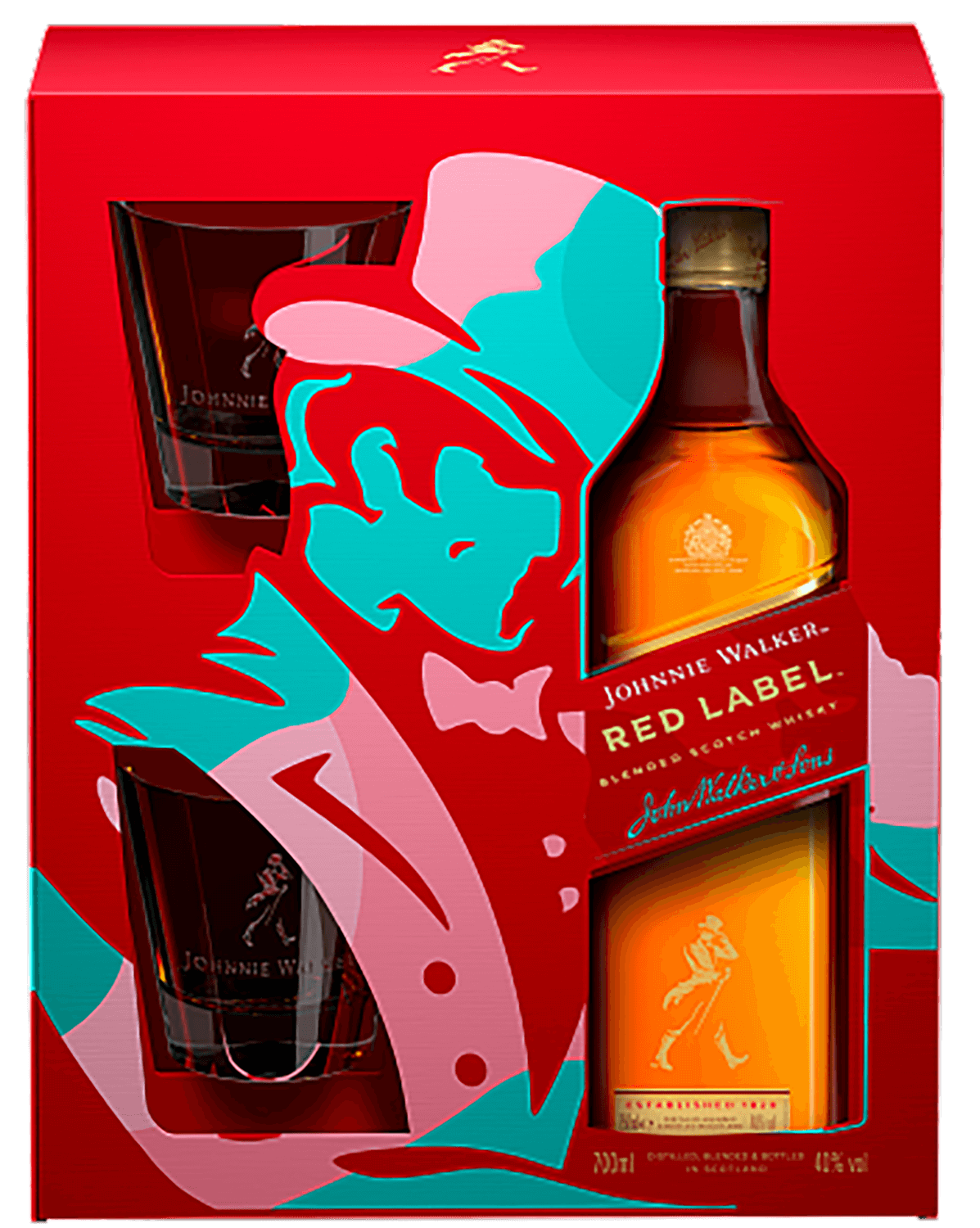 Johnnie Walker Red Label Blended Scotch Whisky (gift box with 2 glasses) johnnie walker 18 y o blended scotch whisky gift box