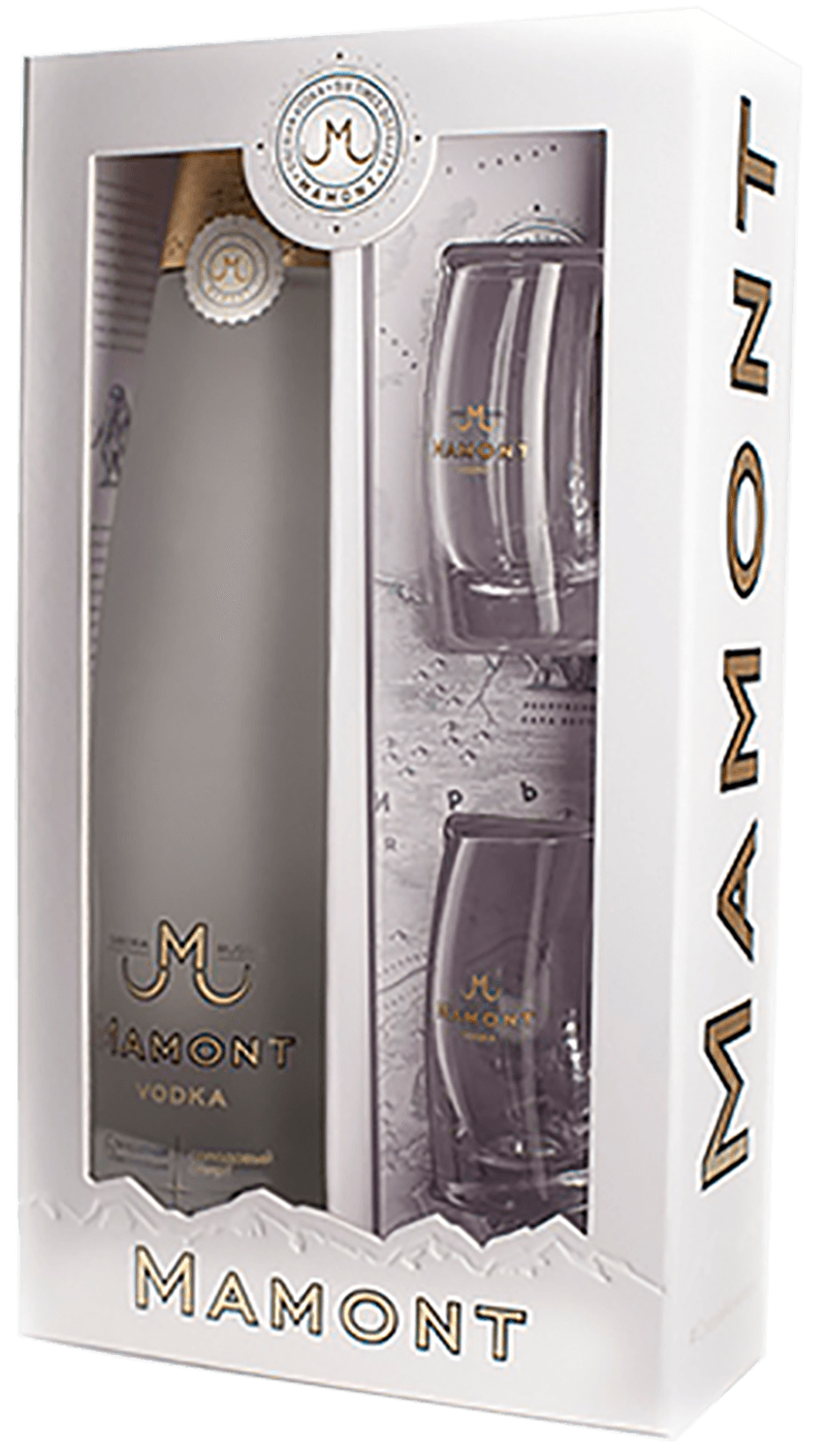 Водка Mamont (gift box with 2 shots) 0.7 л (Мамонт в подарочной упаковке с  двумя стопками), купить в магазине в Москве - цена, отзывы