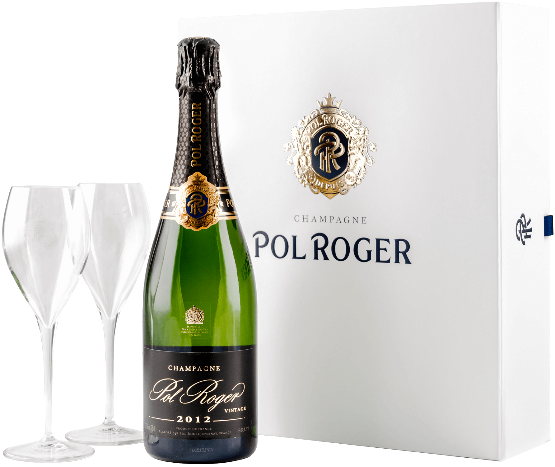 Pol Roger Brut Vintage Champagne AOC (gift box with 2 glasses)