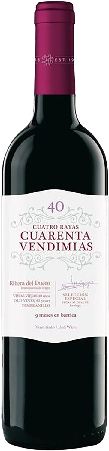 Cuarenta Vendimias Tempranillo Ribera del Duero DO Cuatro Rayas