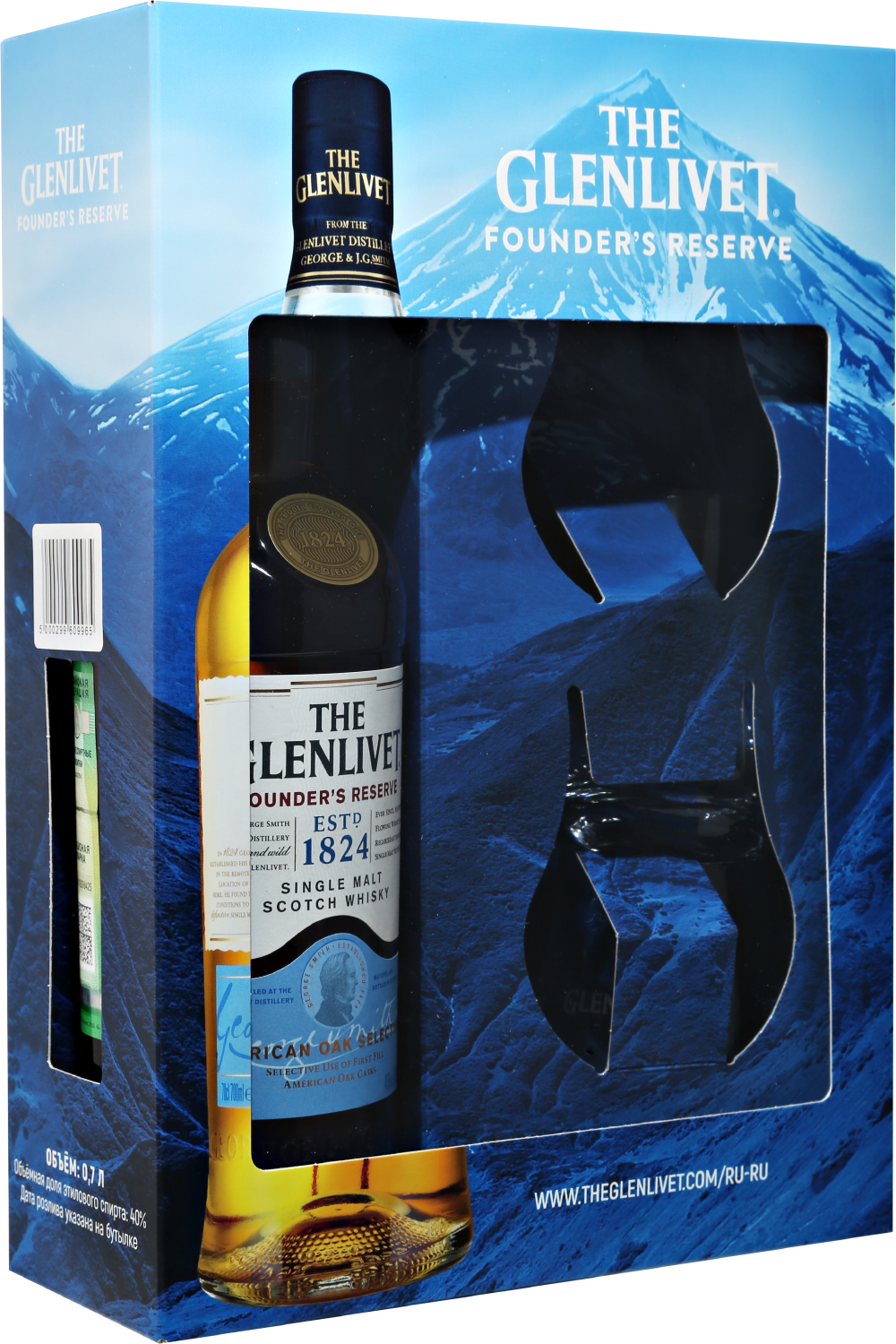 The Glenlivet Founder's Reserve Single Malt Scotch Whisky  (gift box with 2 glasses)