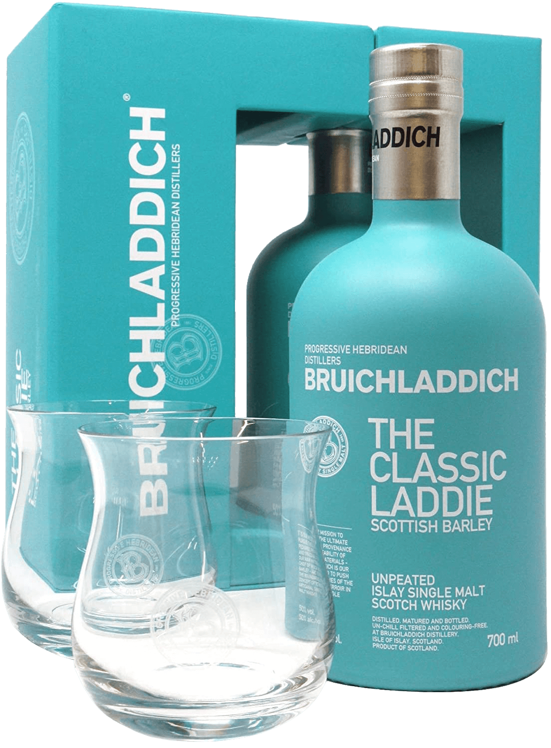 Bruichladdich The Classic Laddie Islae single malt scotch whisky (gift box with 2 glasses)