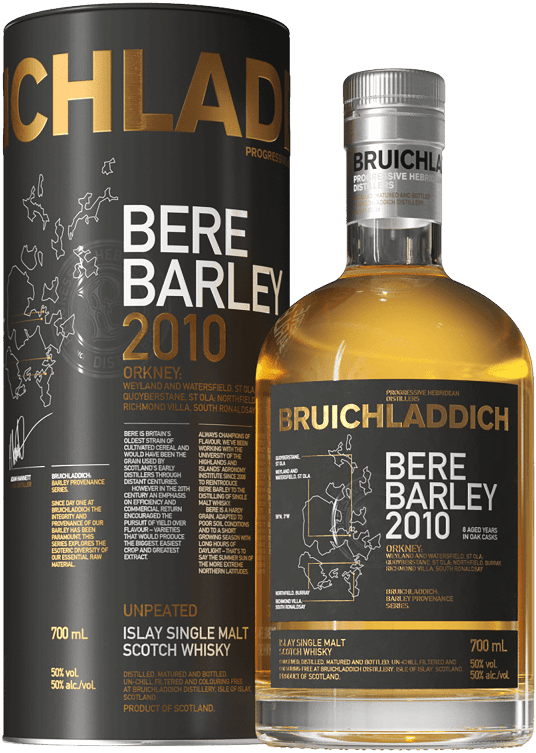 Bruichladdich Bere Barley Islay single malt scotch whisky (gift box) caol ila islay single malt scotch whisky 12 y o gift box