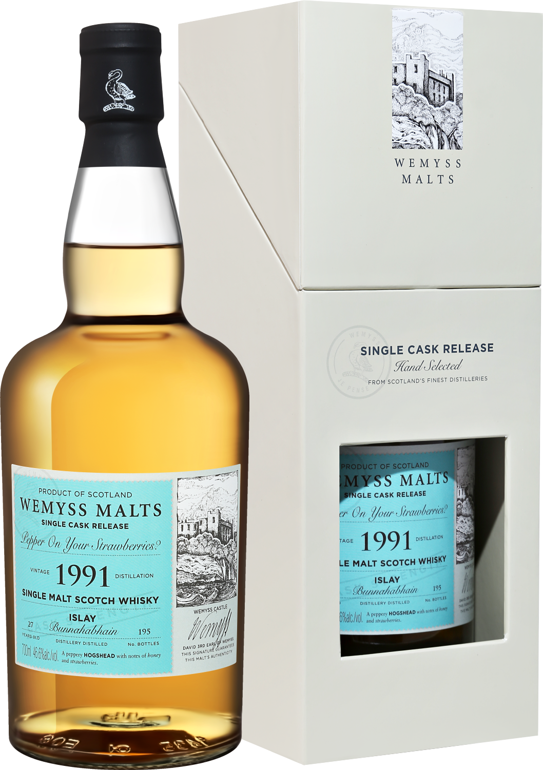 Wemyss Malts Pepper On Your Srawberries? Bunnahabhain 1991 Islay Single Cask Single Malt Scotch Whisky 27 y.o. (gift box) 55036