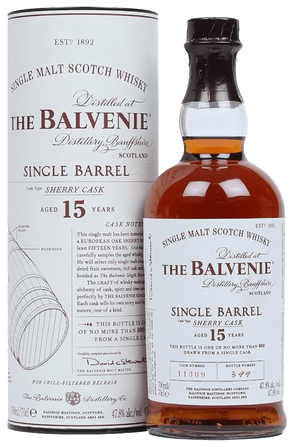 The Balvenie Single Barrel Sherry Cask 15 Years Old Single Malt Scotch Whisky (gift box) the balvenie tun 1509 single malt scotch whisky gift box