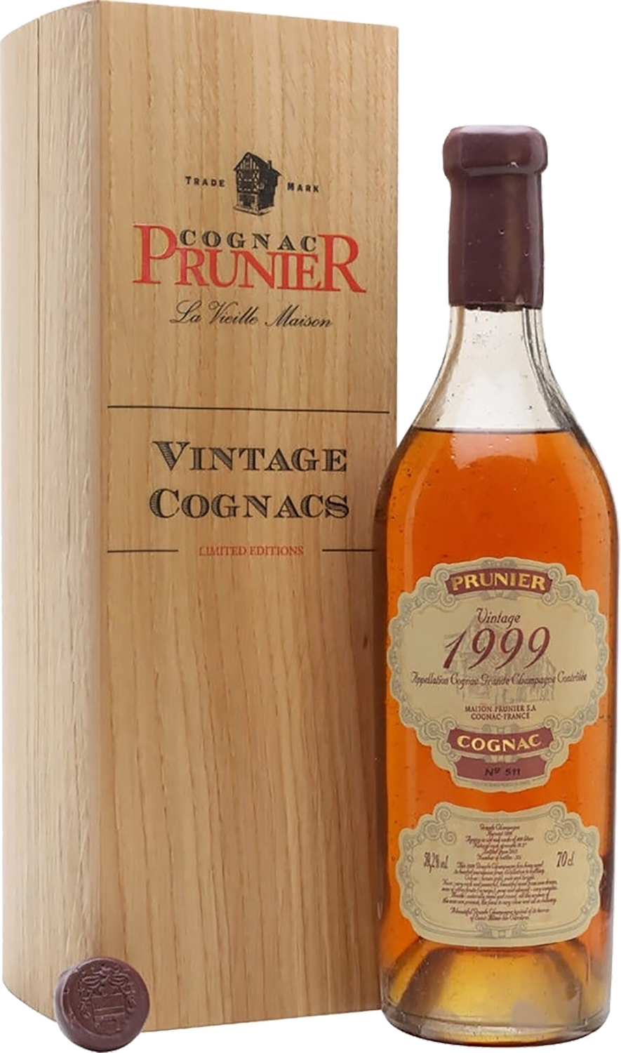 Прунье 1999 Гранд Шампань Коньяк в деревянном футляре 1999 0.7&nbsp;л