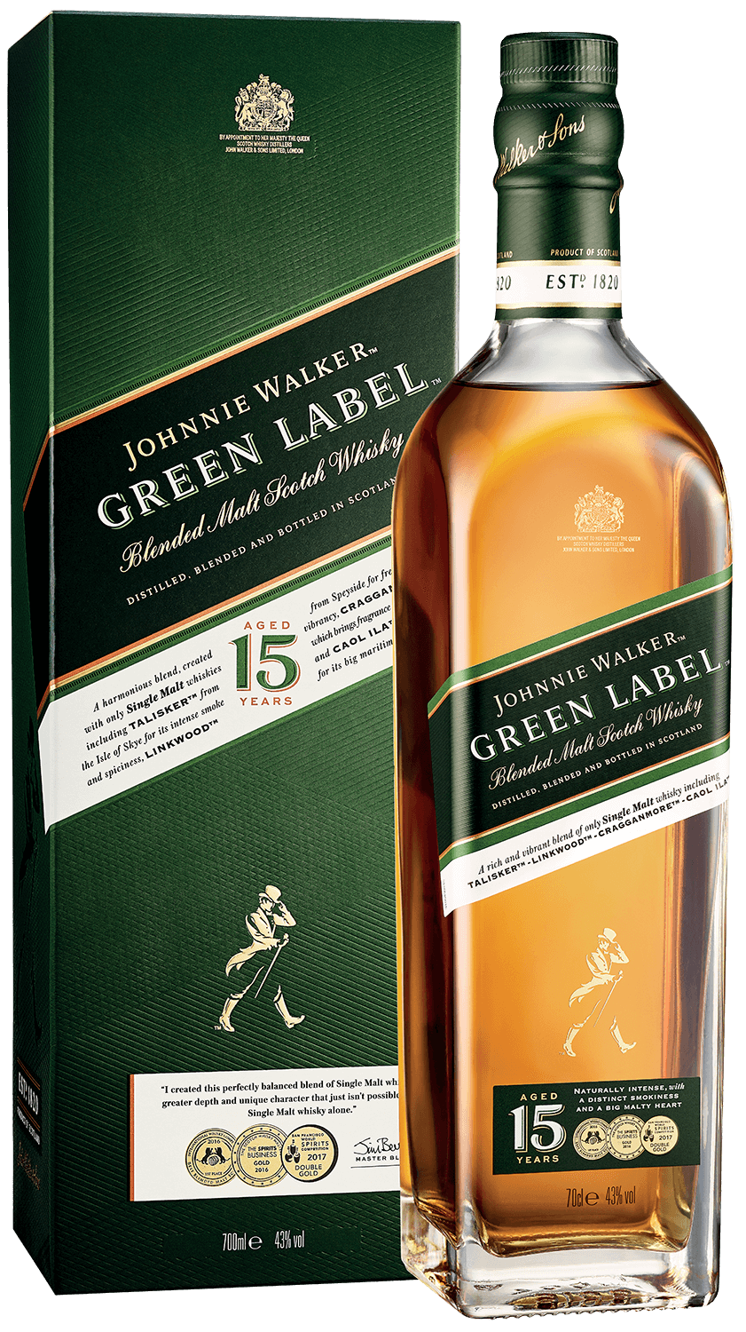 Johnnie Walker Green Label Blended Malt Scotch Whisky (gift box) johnnie walker gold label blended scotch whisky gift box